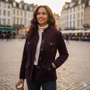 Christoper & Banks Purple Corduroy Jacket PXL Purple